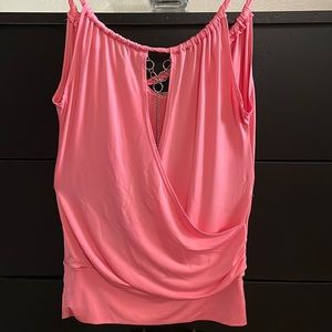 Top, nylon spandex.  Salmon colored. Size S-M